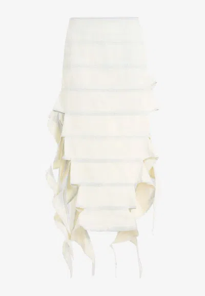 Shop Y/project Bug Asymmetric Midi Denim Skirt In Off-white