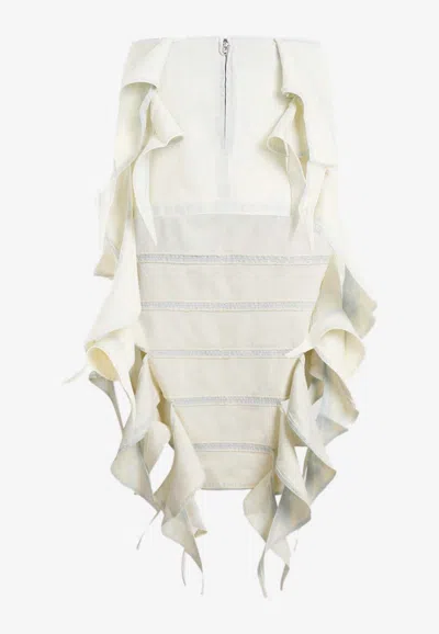 Shop Y/project Bug Asymmetric Midi Denim Skirt In Off-white