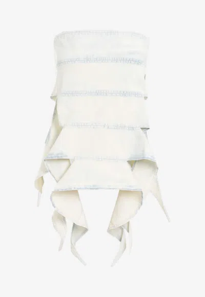 Shop Y/project Bug Strapless Denim Top In Off-white