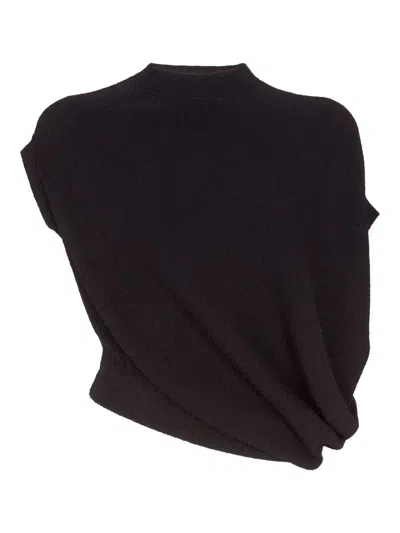 Shop Fendi Asymmetric Short Sleeve Top Clothing In Black