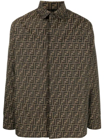 Shop Fendi Over Ff Shirt Clothing In Brown