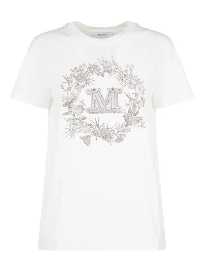 Shop Max Mara T-shirt With Embroidery Clothing In White