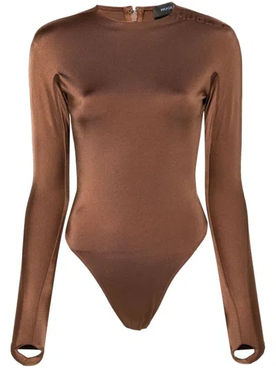 Shop Mugler Body With Logo Clothing In Brown