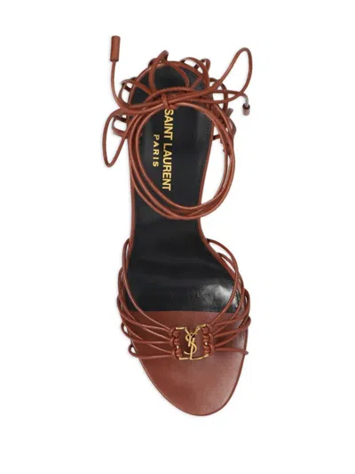 Shop Saint Laurent Babylone 90 Sandals Shoes In Brown