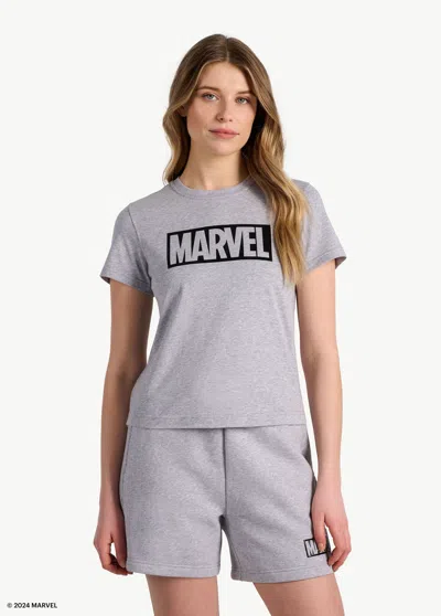 Shop Lole Marvel Icon Short Sleeve Shirt In Light Grey Heather