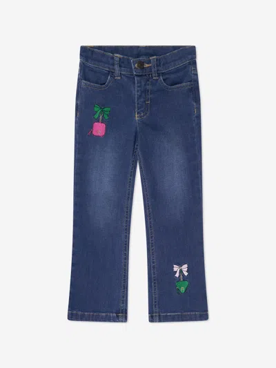 Shop Aigner Girls Embroidered Flared Jeans In Blue