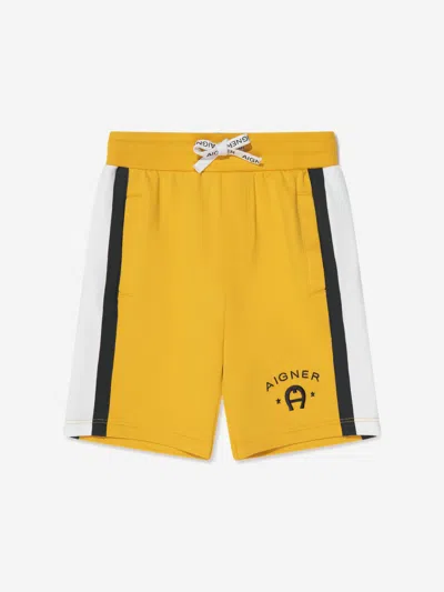 Aigner Logo-embroidered Drawstring Track Shorts In Yellow