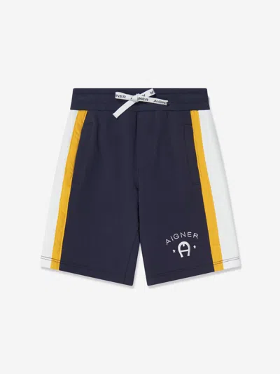 Shop Aigner Boys Logo Bermuda Shorts In Blue