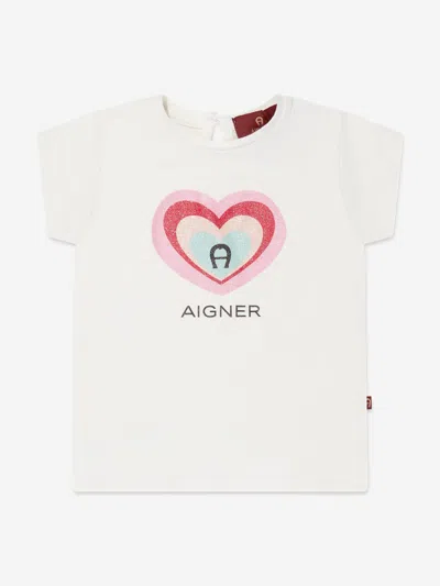 Shop Aigner Baby Girls Logo T-shirt In White