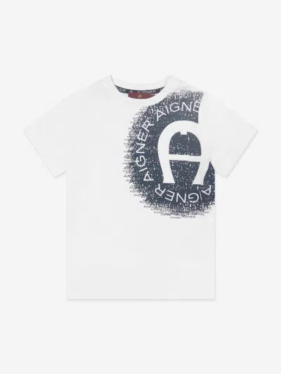 Shop Aigner Boys Logo Print T-shirt In White
