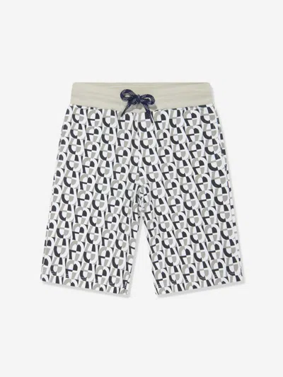 Aigner Monogram-pattern Cotton Track Shorts In Grey