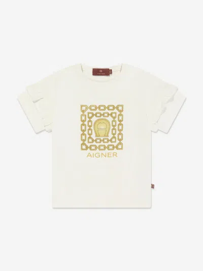 Shop Aigner Baby Girls Logo Print T-shirt In White