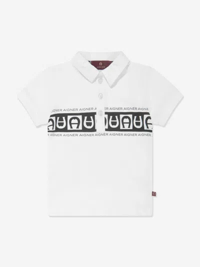 Shop Aigner Baby Boys Logo Print Polo Shirt In White