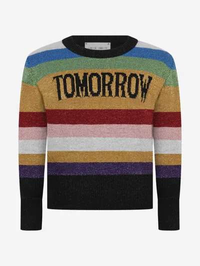 Shop Alberta Ferretti Junior Girls Glittery Striped Tomorrow Sweater 10 Yrs Multicoloured