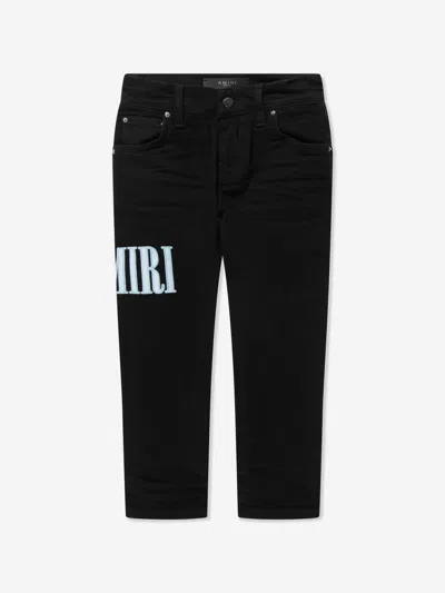 Shop Amiri Boys Logo Jeans In Black