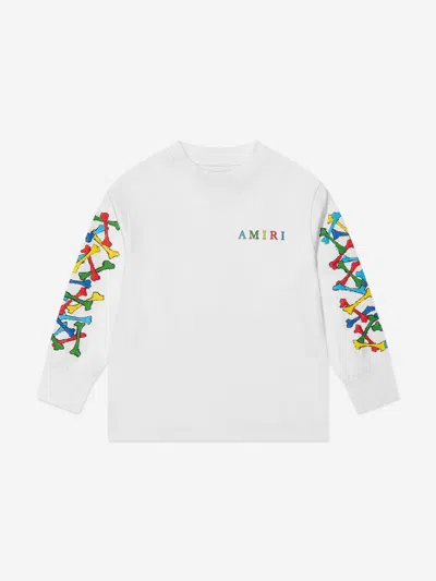 Shop Amiri Kids Bones Scribble Long Sleeve T-shirt In White