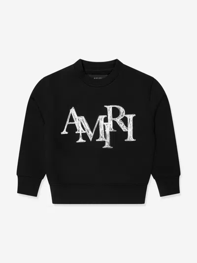 Shop Amiri Kids Logo Staggered Scribble Sweatshirt In Black