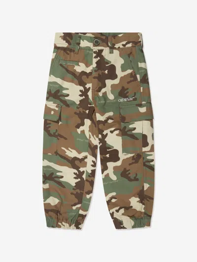 Shop Off-white Boys Camouflage Diag Cargo Pants In Green