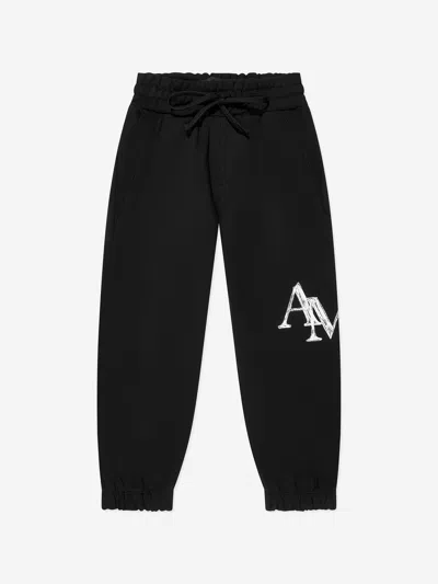 Shop Amiri Kids Staggered Scribble Logo Joggers In Black