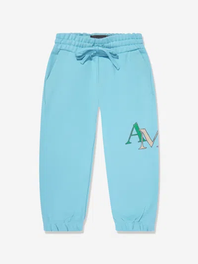 Shop Amiri Kids Staggered Scribble Logo Joggers In Blue