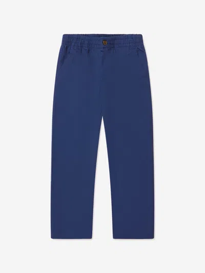 Polo Ralph Lauren Polo Pony-embroidered Cotton Trousers In Blue