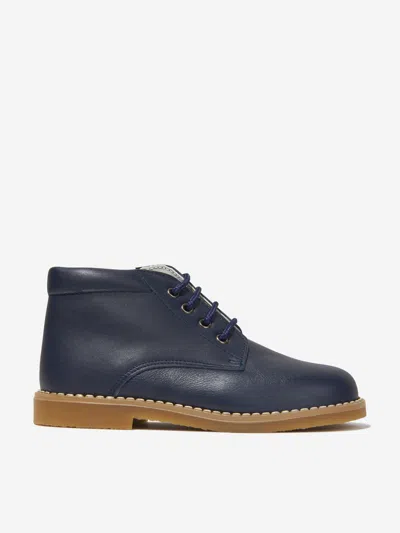 Shop Andanines Boys Leather Lace Up Boots Eu 22 Uk 5 Blue