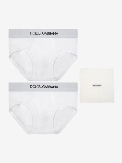 Shop Dolce & Gabbana Boys Cotton Pants Set 2 Pack 8 Yrs White