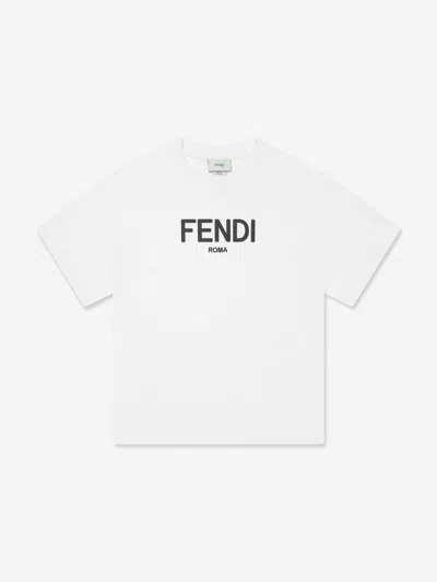 Shop Fendi Kids Logo T-shirt In White