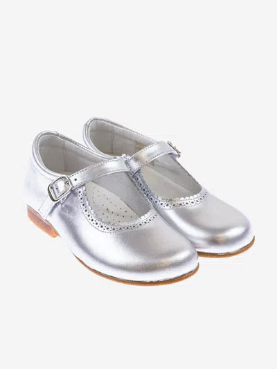 Shop Andanines Girls Leather Mary Jane Shoes Size Eu 34 In Silver