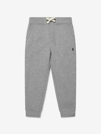 Polo Ralph Lauren Dark Sport Heather Boys' Logo-embroidered Tapered-leg Cotton-blend Jogging Bottoms In Grey