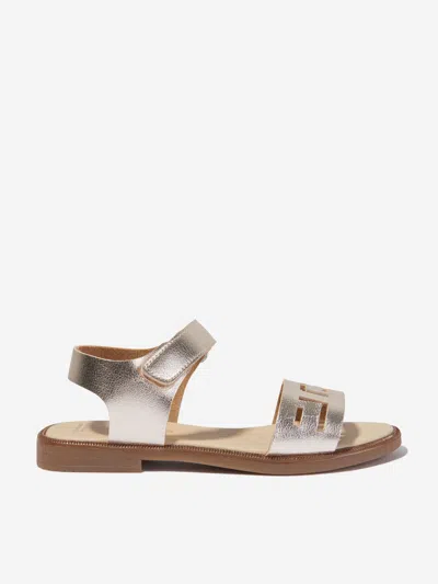 Andanines Cut-out Metallic Leather Sandals In Gold