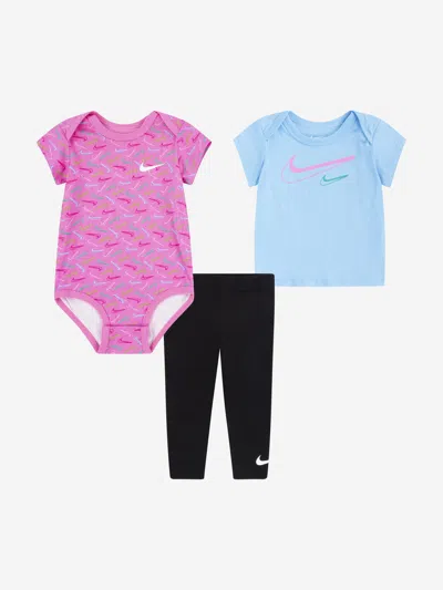 Nike Multicolor Suit For Baby Girl With Swoosh In Black