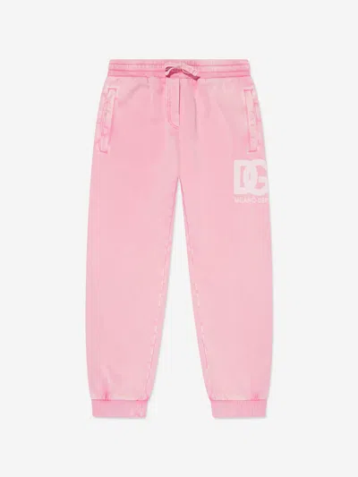 Shop Dolce & Gabbana Girls Logo Joggers In Pink