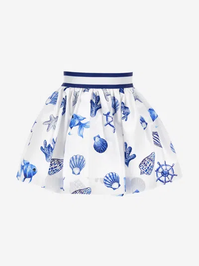 Shop Monnalisa Girls Maritime Skirt In White