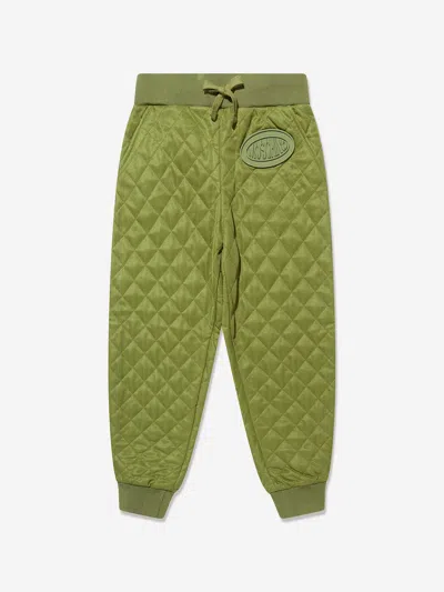 Shop Moschino Boys Quilted Joggers In Green