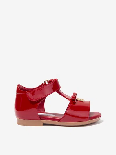 Shop Dolce & Gabbana Girls Patent Leather Sandals In Red