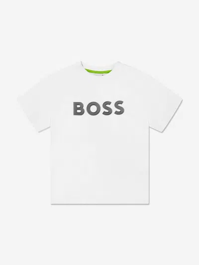 Shop Hugo Boss Boys Logo Print T-shirt In White