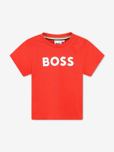 Shop Hugo Boss Baby Boys Logo Print T-shirt In Red