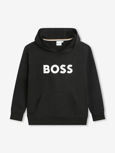 Shop Hugo Boss Boys Logo Hoodie In Black