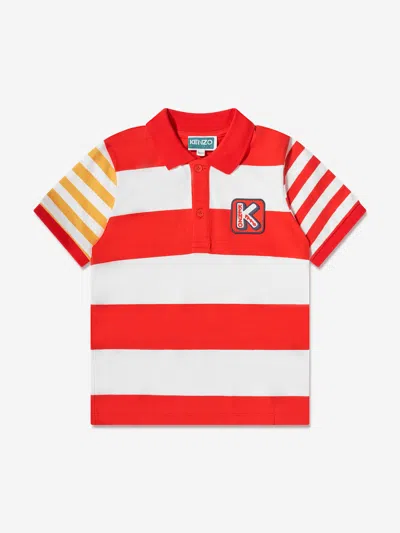 Shop Kenzo Boys Striped Polo Shirt In Red