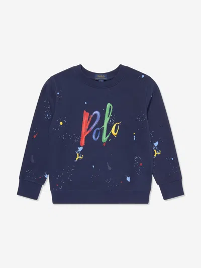 Shop Ralph Lauren Boys Polo Sweatshirt In Blue