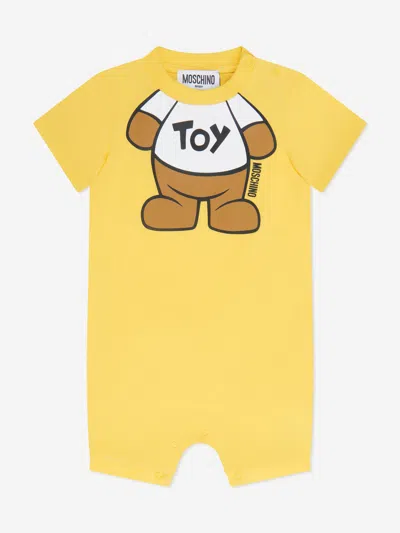 Shop Moschino Baby Teddy Toy Romper In Yellow