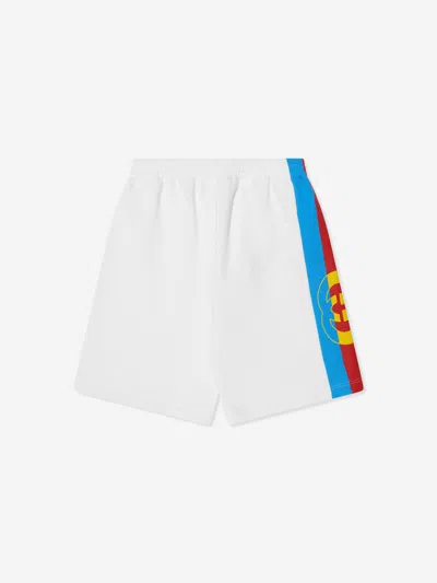 Shop Gucci Boys Logo Bermuda Shorts In Ivory