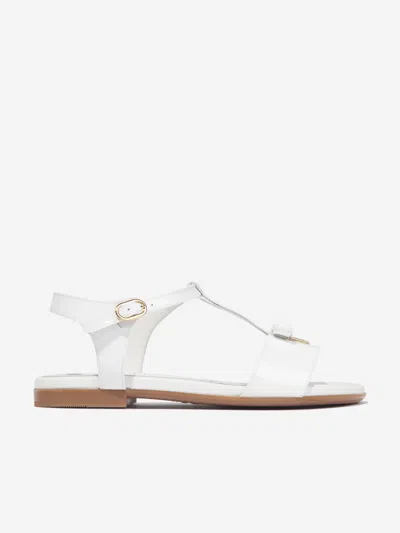 Shop Dolce & Gabbana Girls Patent Leather Sandals In White