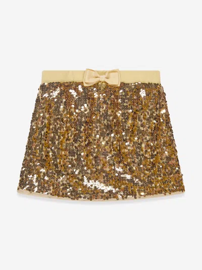 Shop Angel's Face Girls Diva Sequin Skirt In Gold