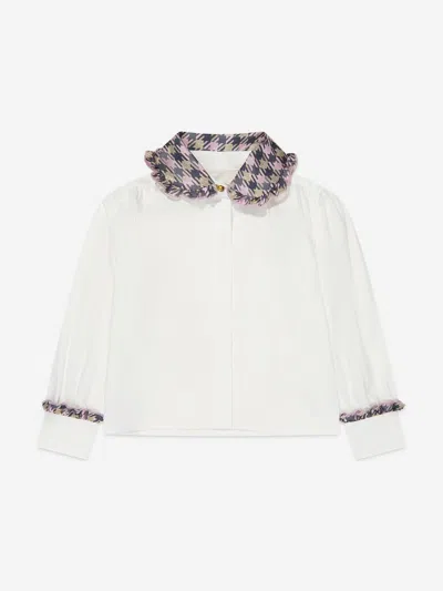 Shop Angel's Face Girls Heidi Houndstooth Collar Blouse In White