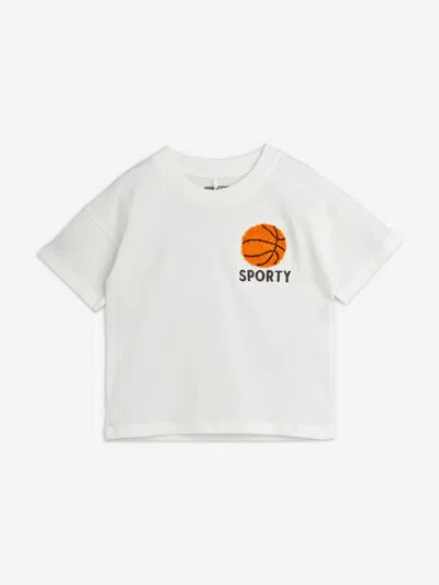 Shop Mini Rodini Kids Basketball Chenille Embroidered T-shirt In White