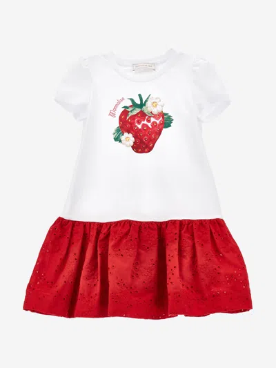 Shop Monnalisa Girls Strawberry Jersey Dress In White