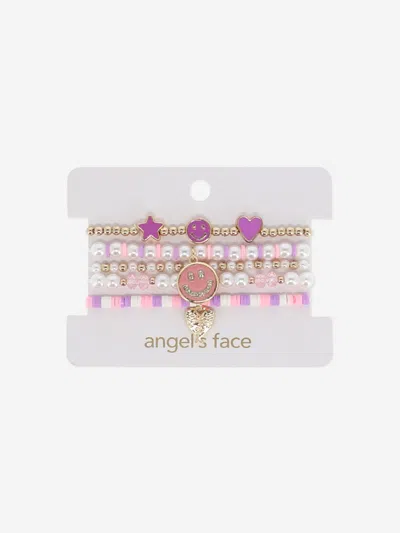 Shop Angel's Face Girls Smile Braclet Set In Purple