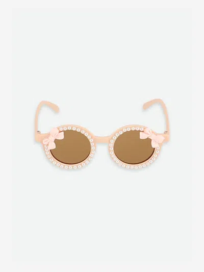 Shop Angel's Face Girls Paige Pearl Bow Sunglasses In Pink